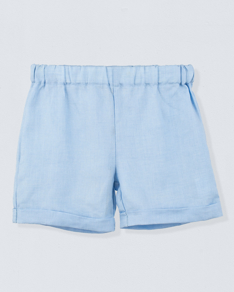 Cuff Short Sky Blue Linen