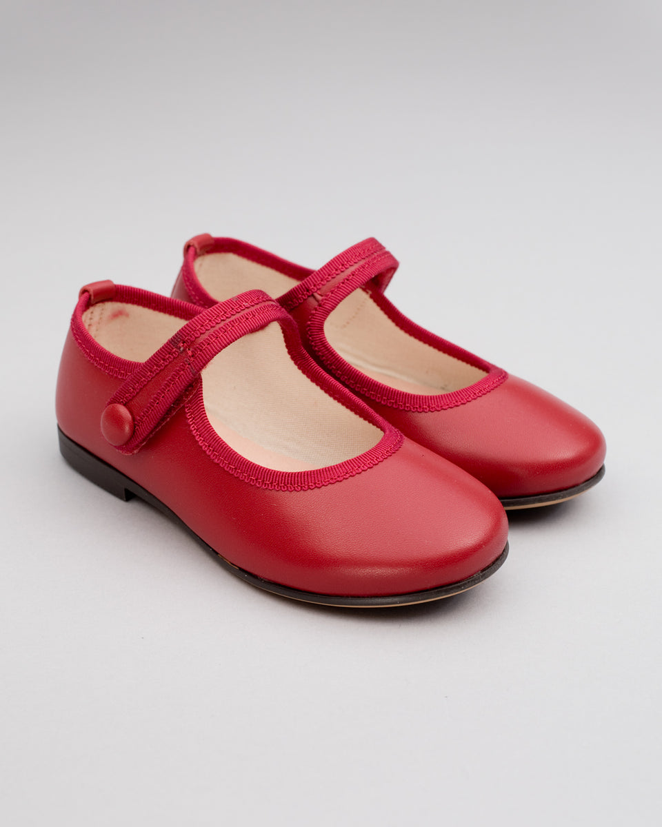 Elizabeth Red Leather Mary-Jane With Velcro Closure