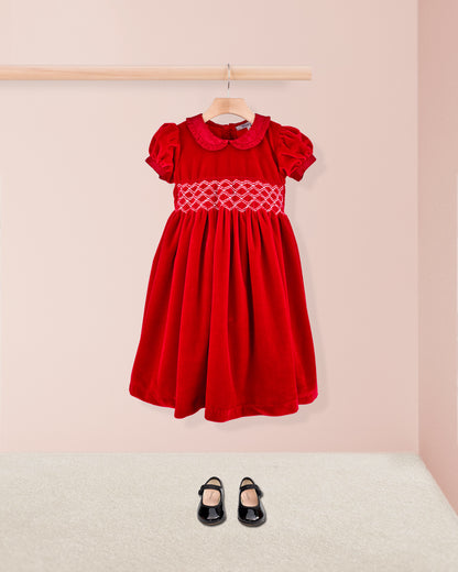 Victoria Red Velvet Dress - Dress