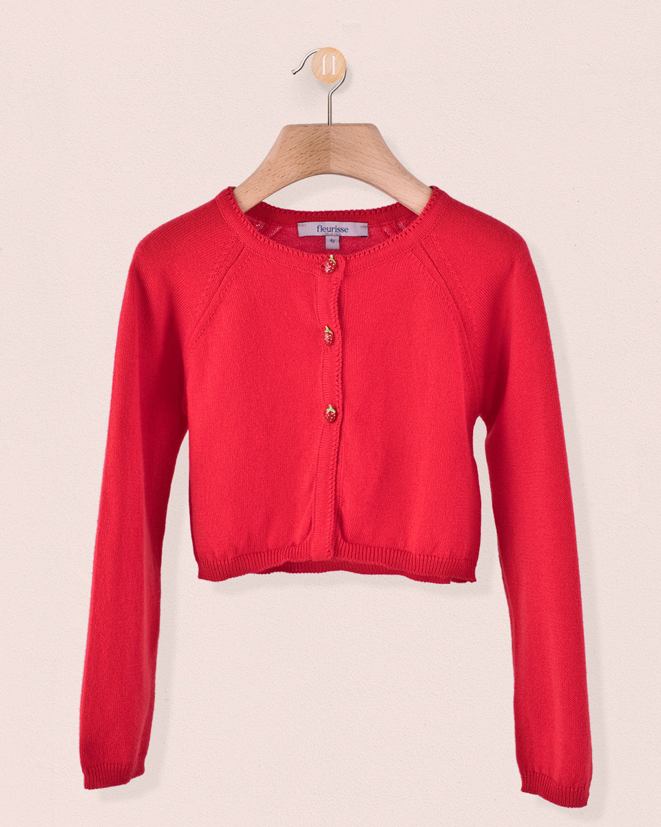 Betsy Red Cardigan with Strawberry Buttons