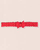 Red Lace Baby Headband with Grosgrain Bow