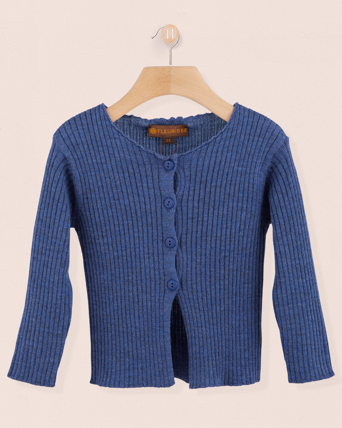 Ribbed Blue Mélange Cardigan - Cardigan