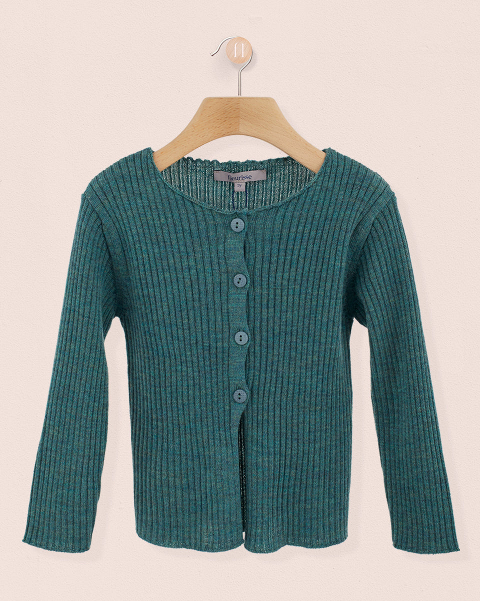 Ribbed Seafoam Mélange Cardigan