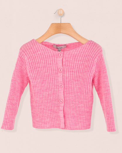 Ribbed Candy Pink Cardigan - Cardigan