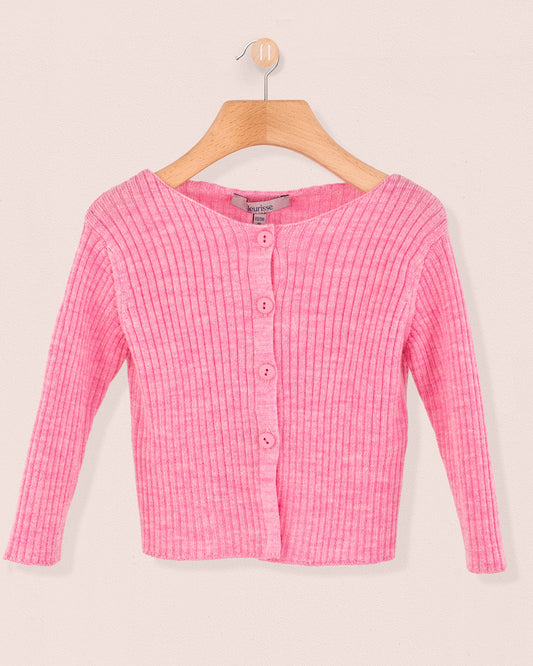 Ribbed Candy Pink Cardigan - Cardigan