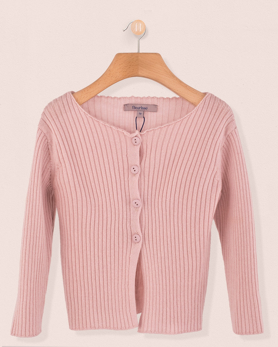 Ribbed Neutral Pink Cardigan