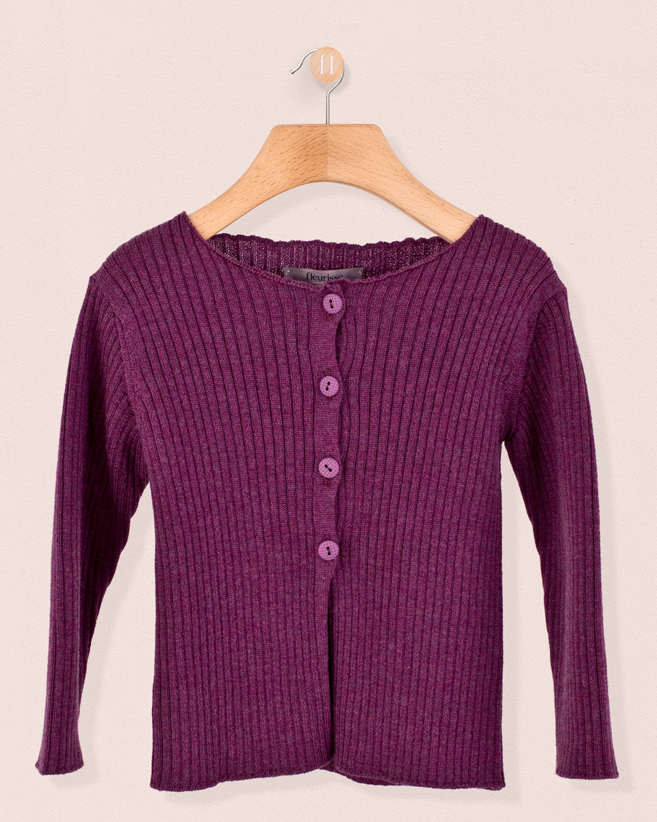 Ribbed Eggplant Cardigan