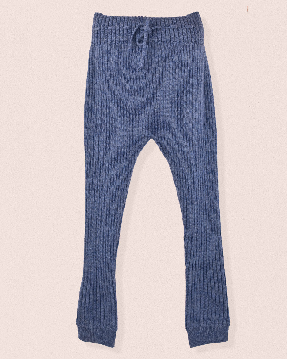Ribbed Blue Mélange Knit Legging - Legging