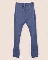 Ribbed Blue Mélange Knit Legging