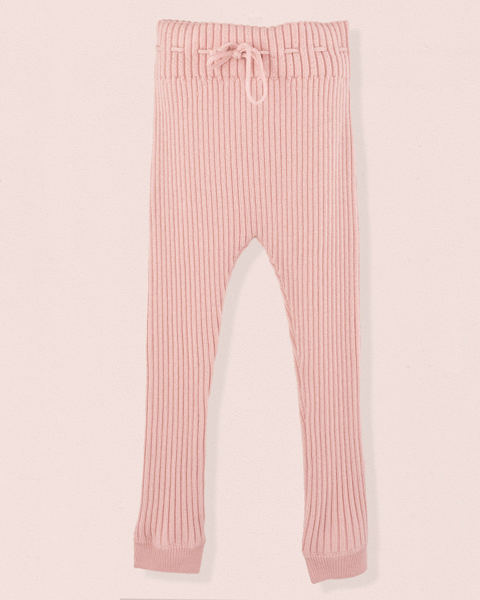 Ribbed Neutral Pink Knit Legging