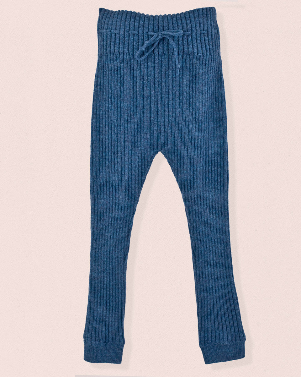 Ribbed Watercolor Blue Knit Legging