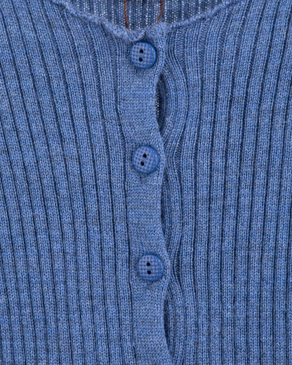 Ribbed Blue Mélange Cardigan - Cardigan