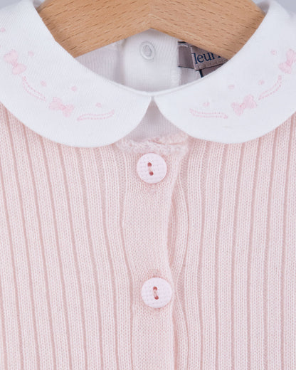Onesie Italian Embroidered Pink Bows - Onesie