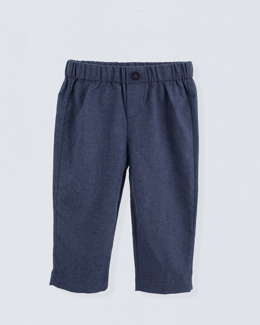 Mattia Italian Navy Mélange Flannel Pant - Pant