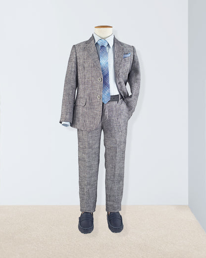 Domenico Grey Mélange Linen Suit - Suit