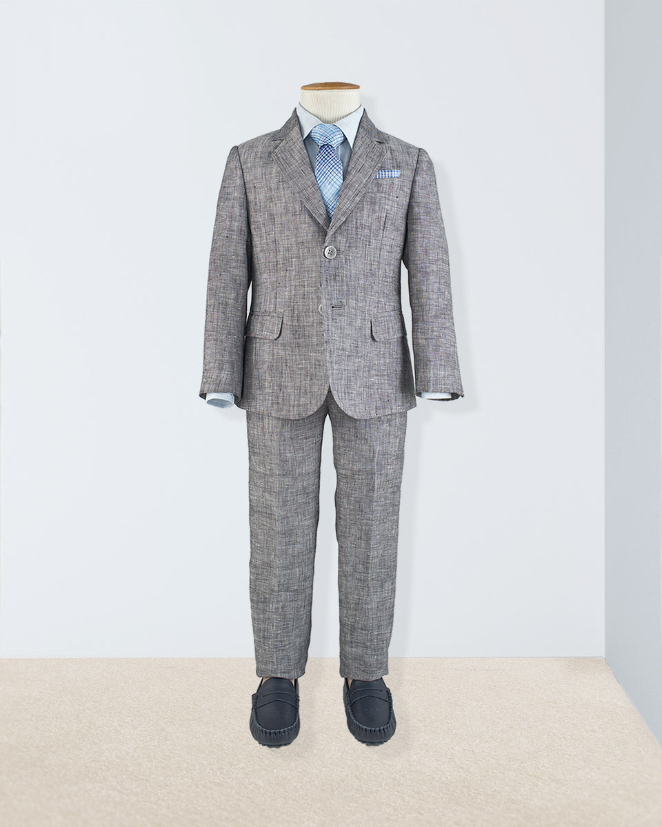 Domenico Grey Mélange Linen Suit