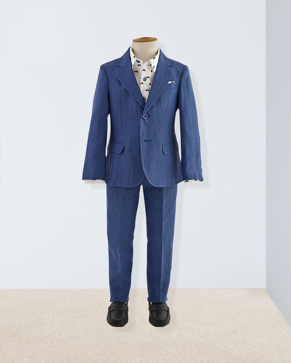 Domenico Prince Harry Blue Linen Suit