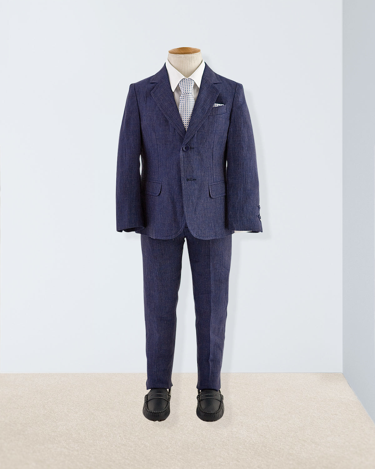 Domenico Navy Melange Linen Suit - Suit