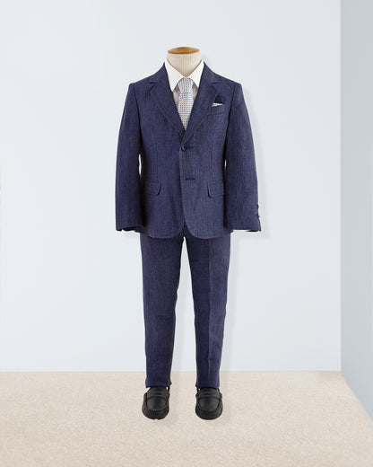 Domenico Navy Melange Linen Suit - Suit
