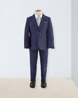 Domenico Navy Melange Linen Suit