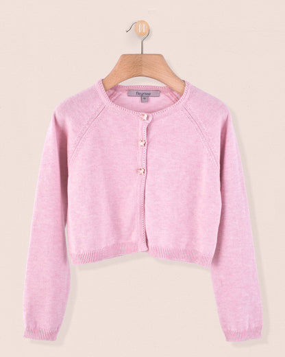 Betsy Blush Rose Mélange Cardigan with Butterfly Buttons - Cardigan