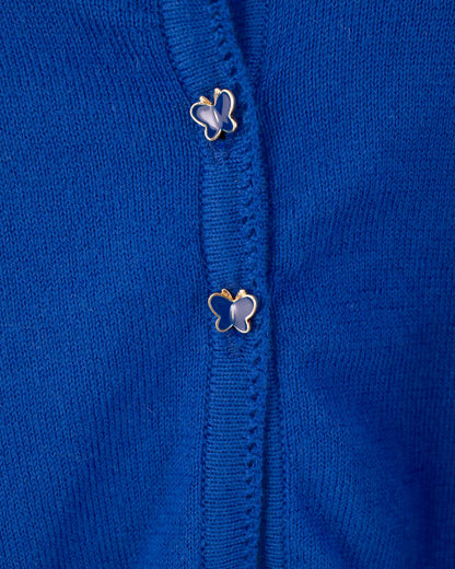 Betsy Royal Blue Cardigan with Butterfly Buttons - Cardigan