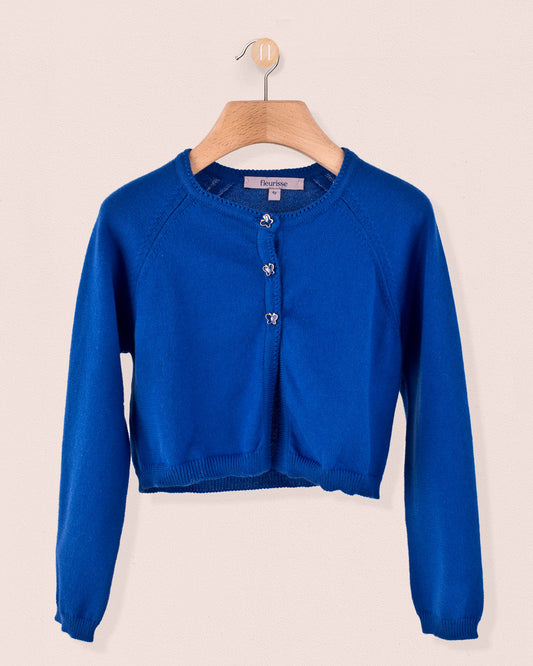 Betsy Royal Blue Cardigan with Butterfly Buttons - Cardigan