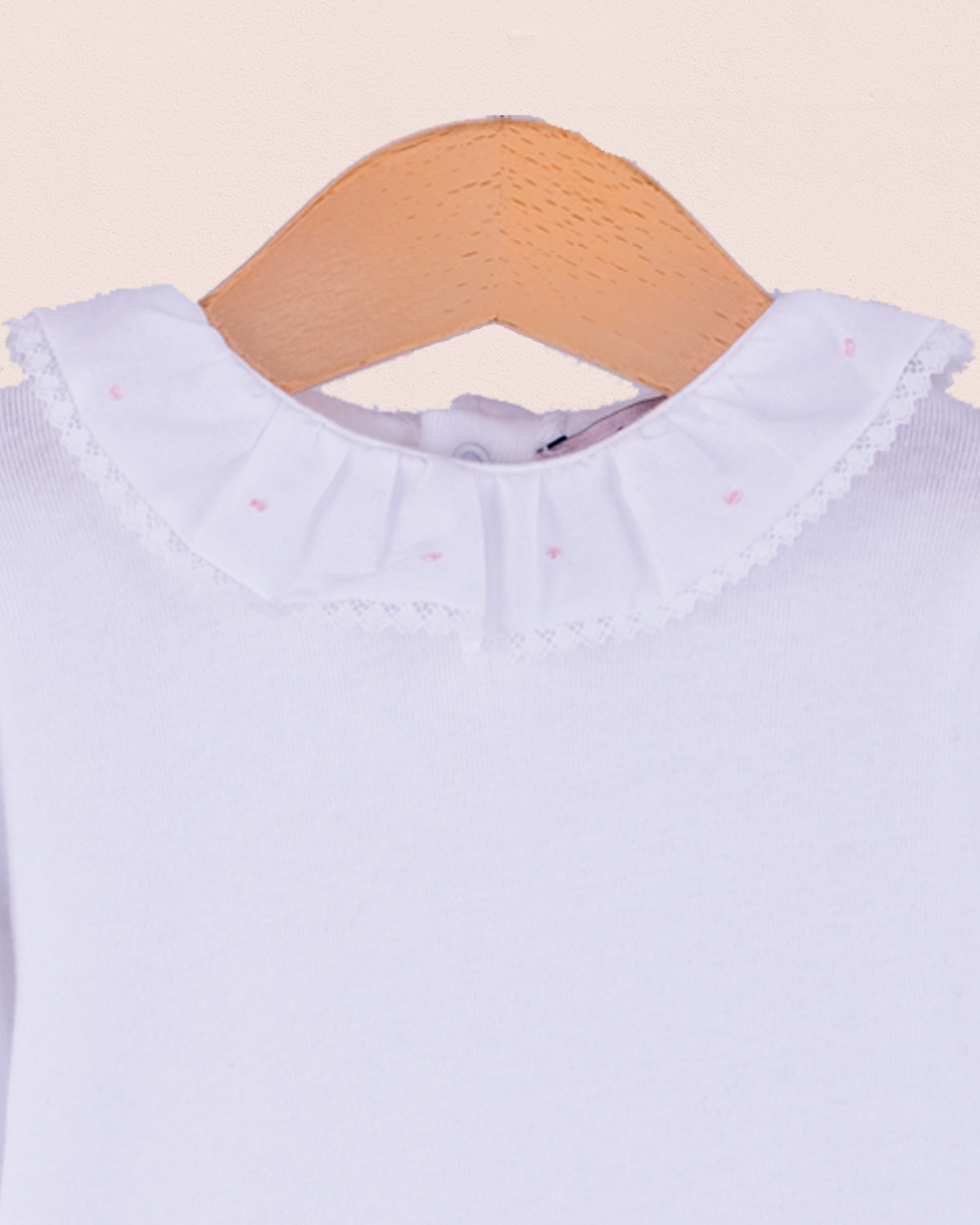 Onesie Italian Embroidered Pink Dots Ruffle - Onesie