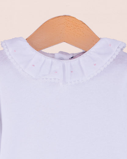 Onesie Italian Embroidered Pink Dots Ruffle - Onesie