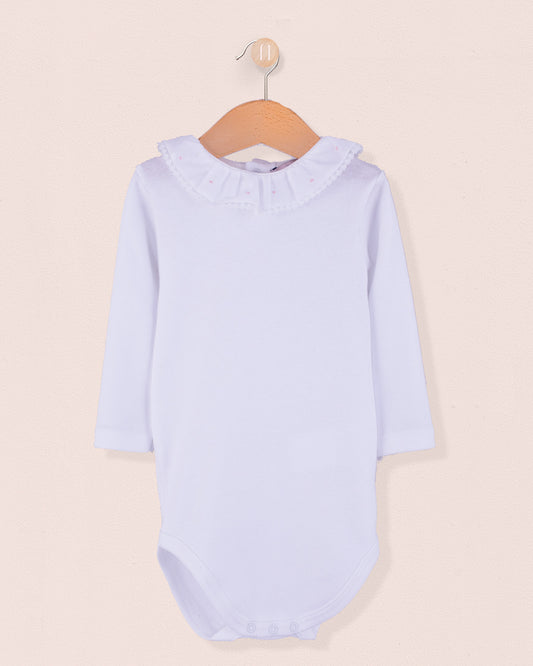 Onesie Italian Embroidered Pink Dots Ruffle - Onesie