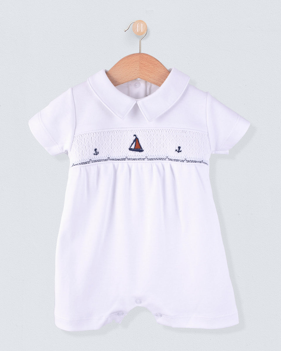 Pima Sailboat Smocked Romper