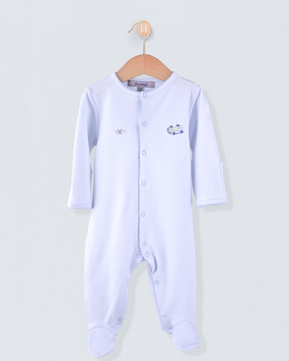 Pima Blue Embroidered Car Stretchie