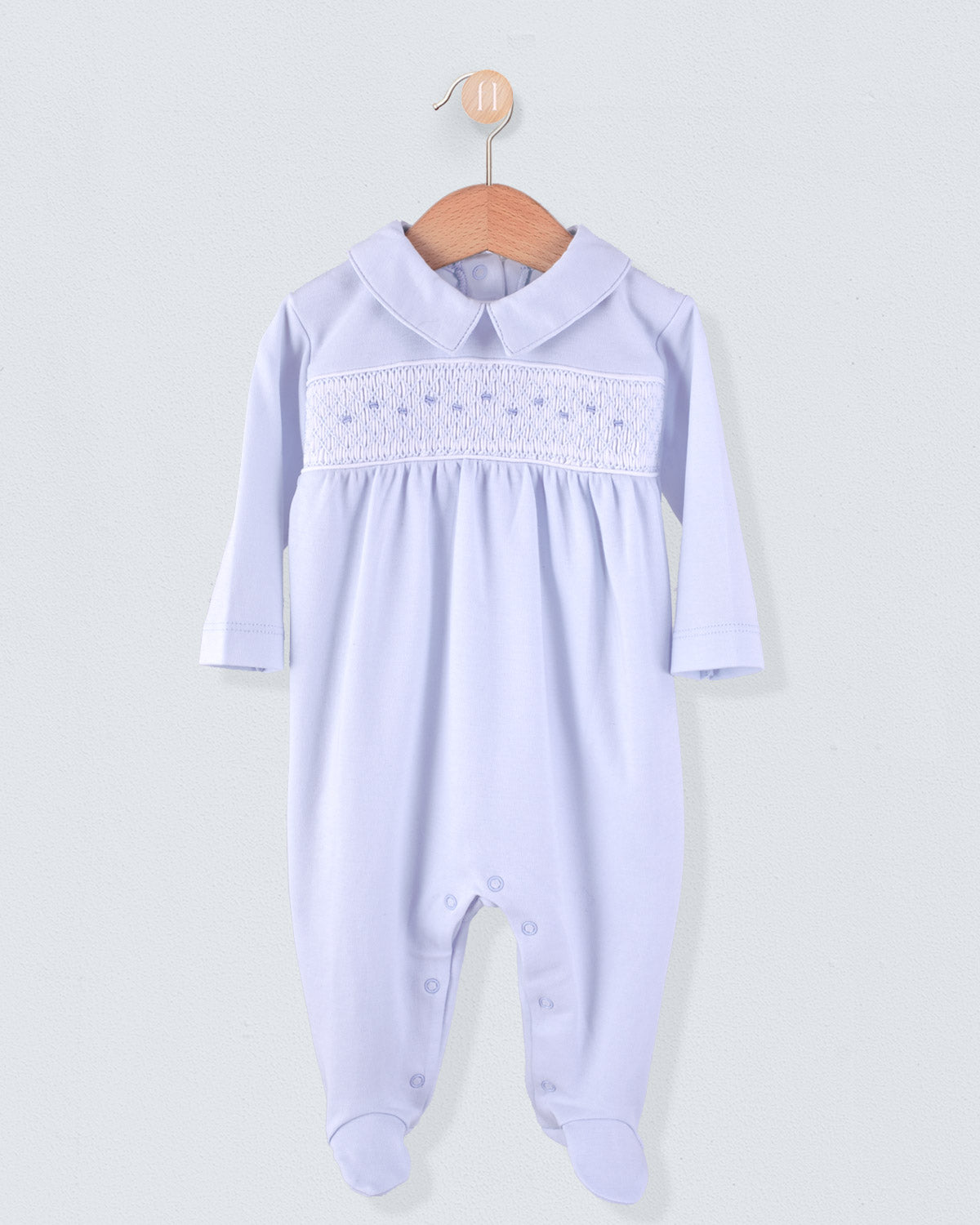 Pima Blue Smocked Stretchie - Stretchie