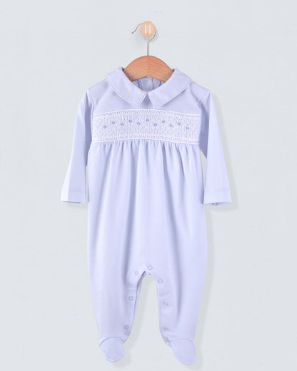 Pima Blue Smocked Stretchie - Stretchie
