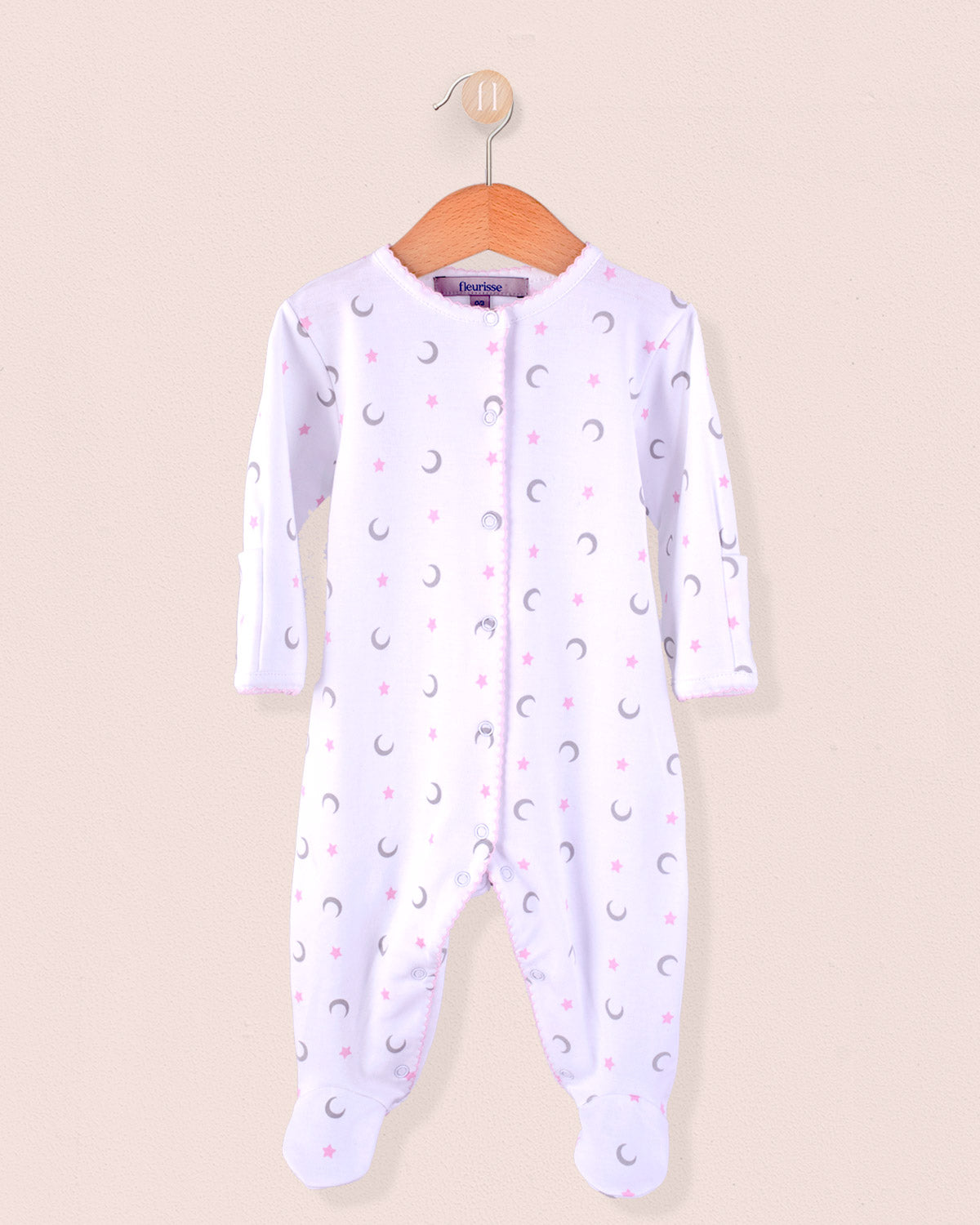 Pima Moon and Stars Pink Stretchie - Stretchie