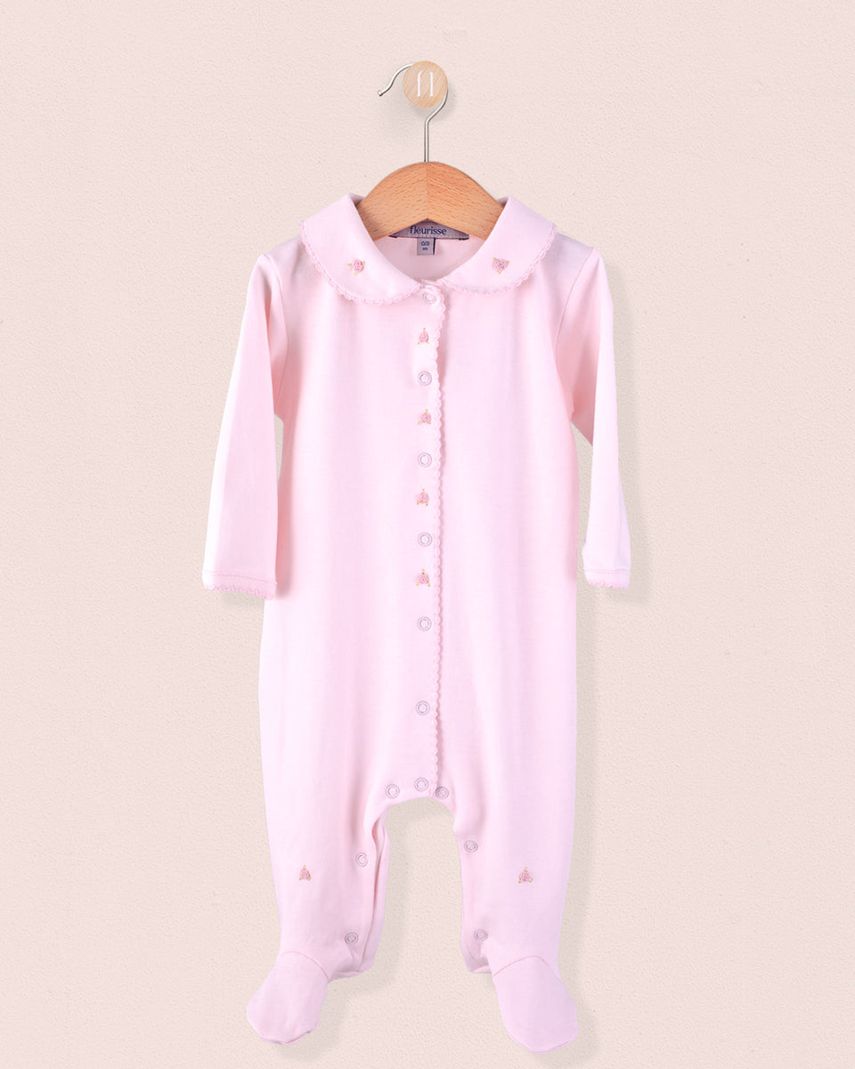 Pima Pink Embroidered Collar Stretchie