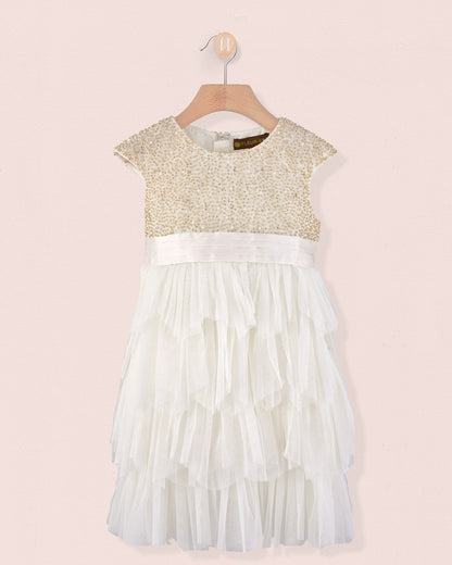 Samantha Cream and Gold Tulle Dress - Dress