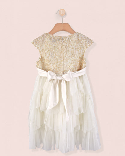 Samantha Cream and Gold Tulle Dress - Dress