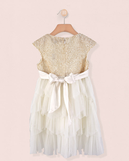 Samantha Cream and Gold Tulle Dress - Dress