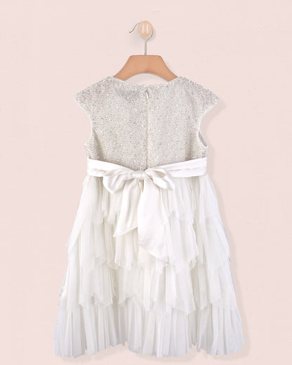 Samantha White and Silver Tulle Dress - Dress