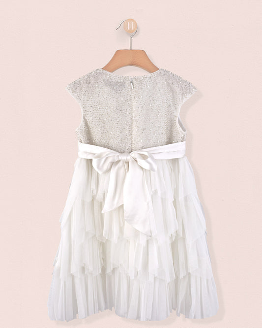 Samantha White and Silver Tulle Dress - Dress