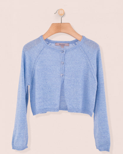 Serena Blue Mélange Wool Bolero - Cardigan