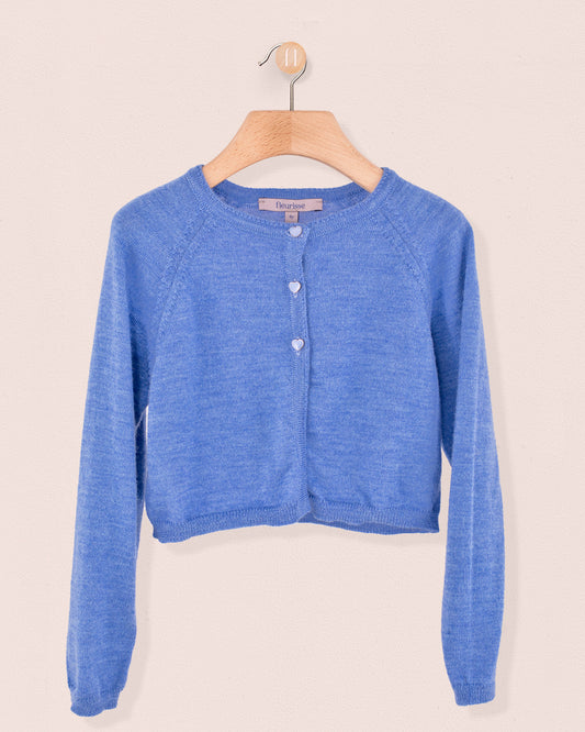 Serena Cerulean Mélange Wool Bolero - Cardigan