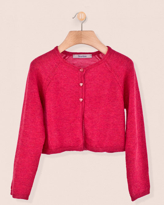 Serena Cranberry Mélange Wool Bolero - Cardigan