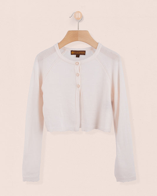 Serena Pastel Pink Wool Bolero—plain shell button - Cardigan