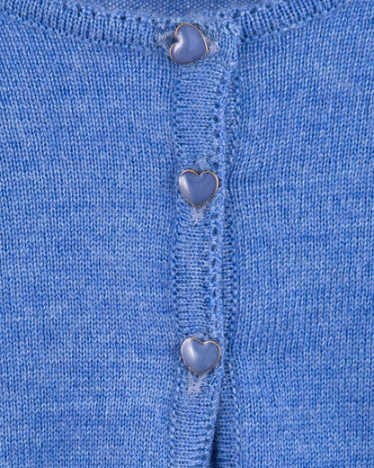 Serena Cerulean Mélange Wool Bolero - Cardigan