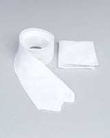 Tie and Pocket Square White Linen
