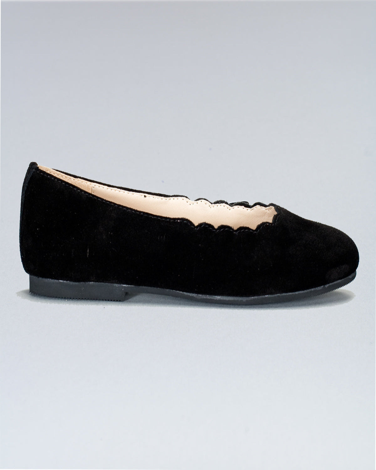 Scarlette Black Suede Scalloped Ballerina - Shoe