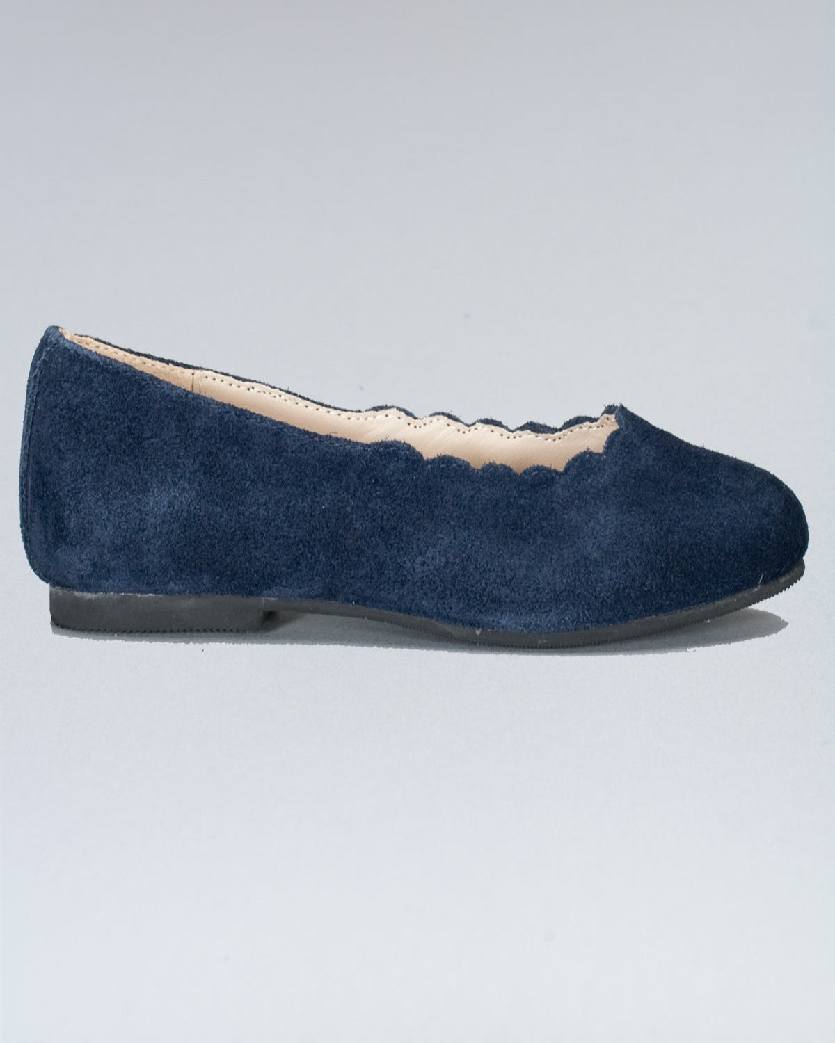 Scarlette Navy Suede Scalloped Ballerina - Shoe