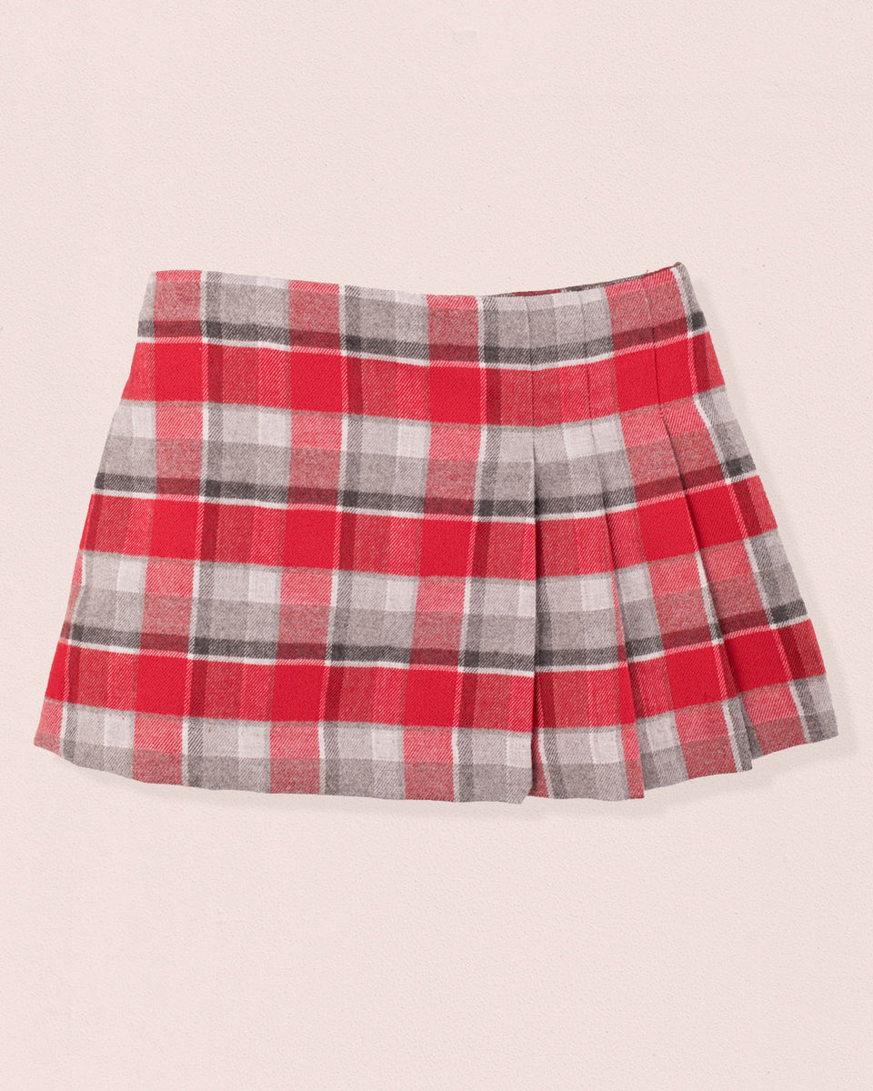 Red Plaid Pleated Skirt